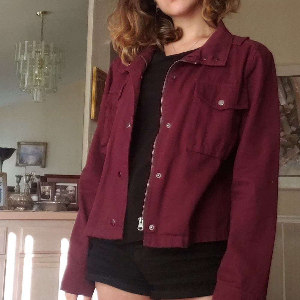 Maroon/Dark red Canvas Jacket